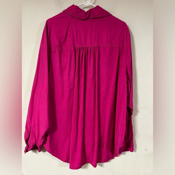 Lane Bryant Pink Lyocell Tunic Shirt Womens Plus Size 24 Casual Button Top - Picture 2 of 4
